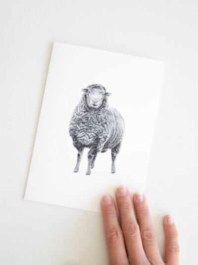 This sheep greeting card is made from Kelowna-based artist Jennifer Delaney. Its minimalistic style makes it good for an occasion including birthdays, holidays, Christmas, and weddings! It features art made with pen and marker.