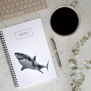 This shark notebook is handmade and designed by Canadian artist Jennifer Delaney