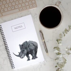 Rhino notebook handmade by Canadian Jennifer Delaney