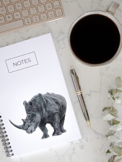 Rhino notebook handmade by Canadian Jennifer Delaney