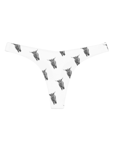 Highland Cow thong made by Canadian artist. Seamless panties featuring black and white art